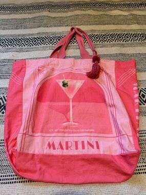 Martini Graphic Tote Bag in Pink